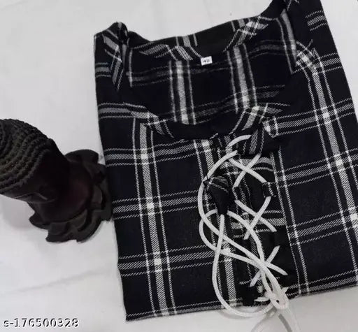 Stylish Black Check Woolen Kurta for Woman