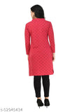 Women's Short Kurti Printed Red Woollen Kurti