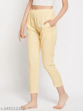 First Krush Yellow Printed Rayon Cotton Full Length Women's Straight Pyjama