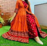 Women Orange Printed Shrug Kurta With embroidery work