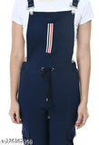 NK ENTERPRISES Pretty Comfy Stylish Latest Fashionable Women Navy Blue Jumpsuits Dress | Nk-3221_Printed_DUngaree_Navy