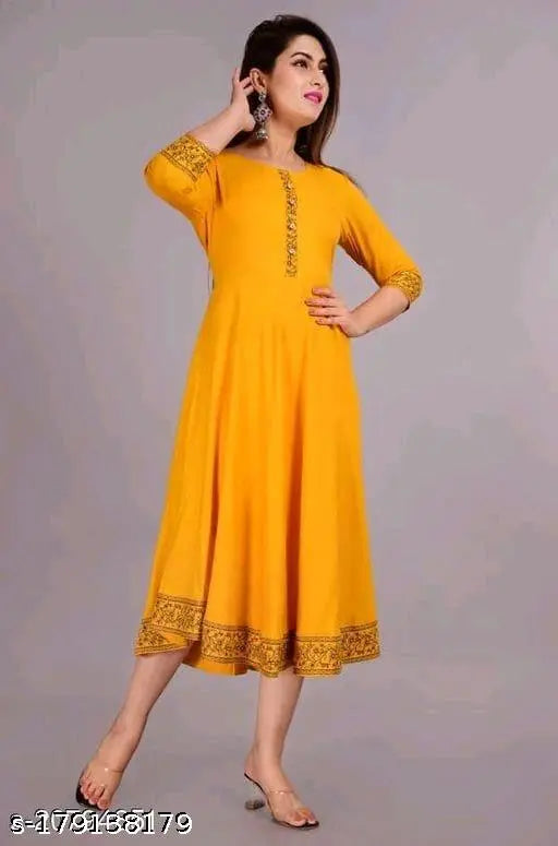 Style ganga Rayon Mirror Embroidery kurti