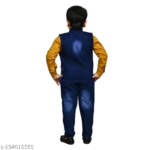 Boys YELLOW Denim Ethnic Jackets