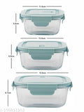 Goodhomes Glass Food Storage Container with Airtight Lid Set of 3 Pieces, 700 ML_450 ML_250 ML