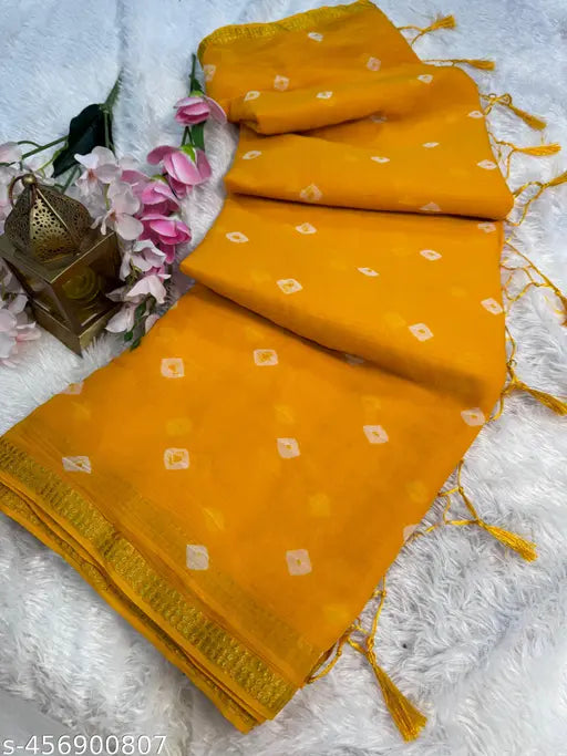 Chiffon Bandhani Hand Dye Saree