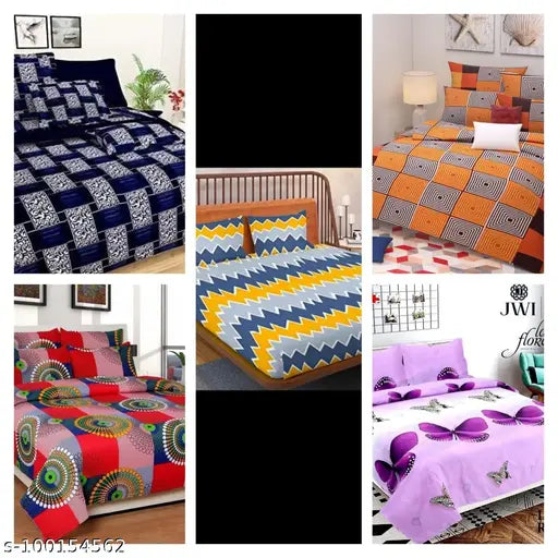 SAHAJA TRADERS GALACE Combo of 5 double bed king size(90*90) bedsheets with 10 pillow covers