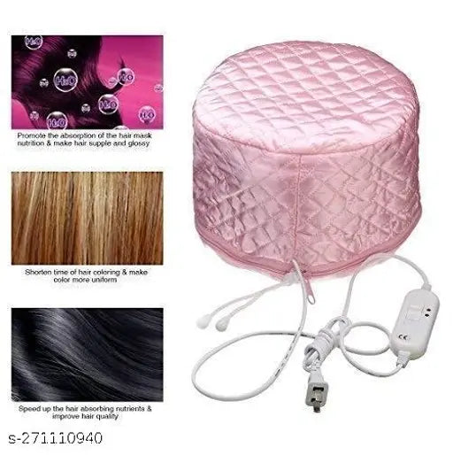 Pack Of 1 , Spa cap Electric Heat hair care thermal treatment with beauty steamer nourishing heating cap for spa at home travel hair steamer for women (Pink).