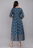 Women/girl's handwork blue printed anarkali for daily wear