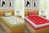 Jaipuri Single Bed Bedsheet Combo Pack 2 Bedsheet with 2 Pillow Cover