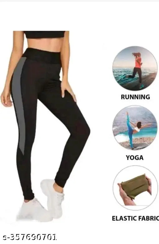 A.S. jeggings Gym wear Jeggings Ankle Length Free Size Workout Trousers | Stretchable Striped Jeggings | Yoga Track Pants for Girls & Women (Free Size 28-40 Inch)