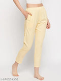 First Krush Yellow Printed Rayon Cotton Full Length Women's Straight Pyjama