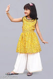 Queenpin Festive Collection Yellow Palazzo Kurta Set for Girl