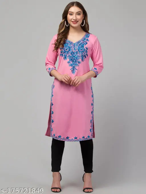 Woollen embroidery aari work kurti