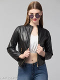 Women / Girls solid stylish pu lether /regsine jacket