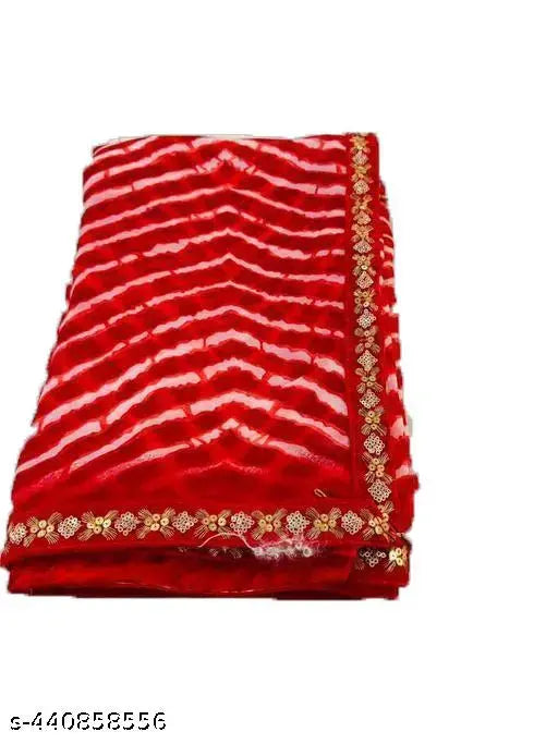 Tassels and Latkans Multicolour Leheriya Georgette Ready to Wear Women's saree