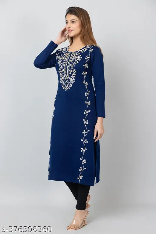 Hifzaa woolen gotta patti embroidered winter kurta for womens Hand embroidery work