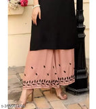 "" Trending Samba Beautiful PEACH AND BLACK Embroided work From Jaipur track Kurta With Embroided work BotamWear Dress Foe Women" (Peach ,Pink :: Black )