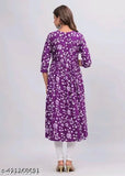 TRENDING PRINTED EMBROIDERY PURPLE ANARKALI KURTI FOR WOMEN & GIRLS