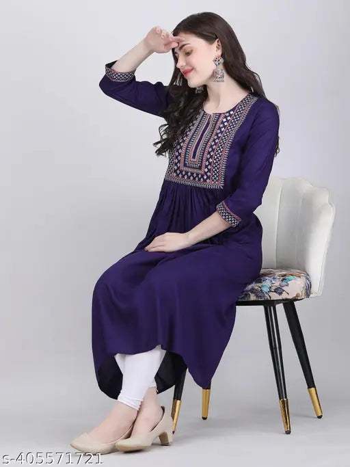 womens embrodiery long kurta, partywear kurta, summer kurta, festival wear kurta