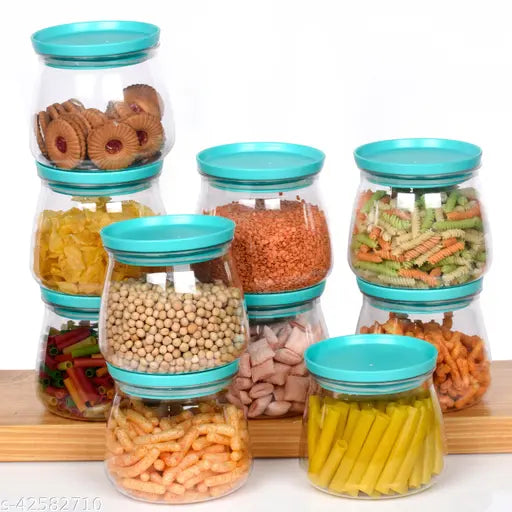 Plastic Handy & Mataka 900ML CONTAINER Storage Jar & Container Plastic Cereal Dispenser, Air Tight, Grocery Container, Fridge Container,Tea Coffee & Sugar Container, Spice Container (BLUE, Pack of 10)