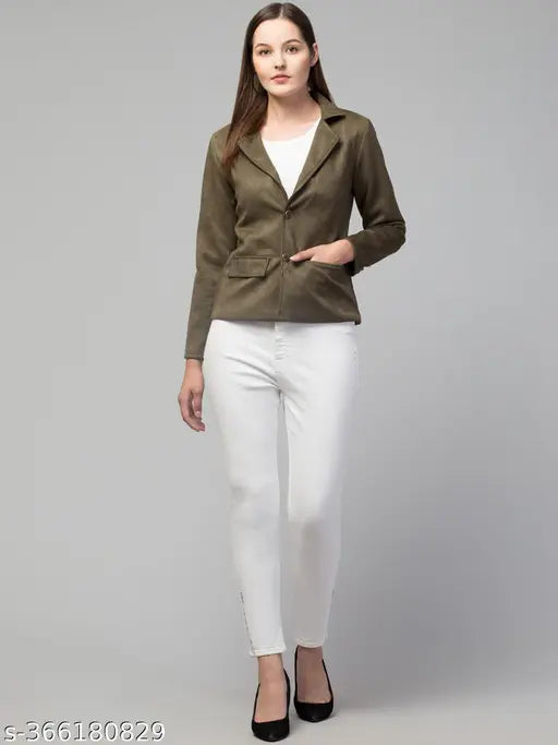 Classic Essential Linen Lapel Suede Blazers & Coats