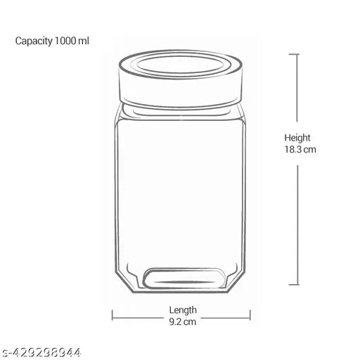 Premium 1000ml Glass Containers for Kitchen Storage Airtight Seal, Eco-Friendly Design Pack of 6