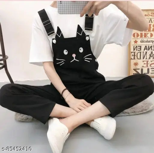 Trendzilla _ Cute Kitty Jumpsuit With TEE