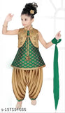 RK Collection kids party/festive green printed designer patiala suit for girls