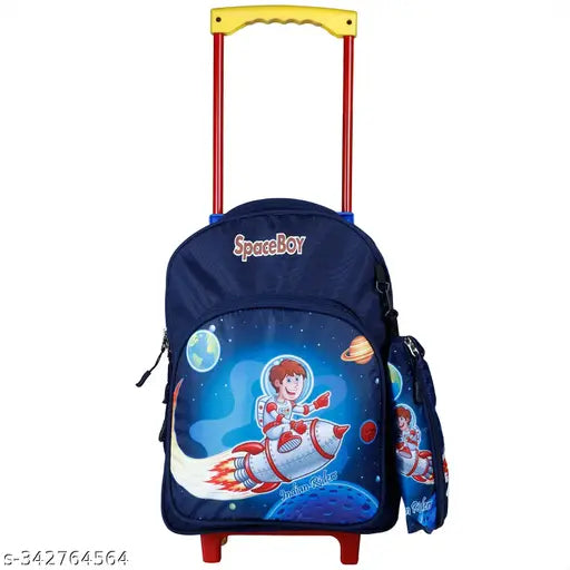 Indian Riders Space Boy School Kids School & Travel Trolley Bag 16 Inch (Blue) 30 L Waterproof Trolley (Blue, 30 L)