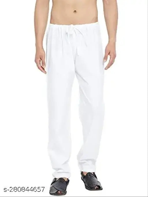 KRAFT INDIA Men's Cotton Solid White Pajama Bottom (Pack of 1)