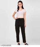 Women's Casual Daily Wear Cotton Black Pyjama