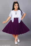 Trendy Pleated Frock For Girls Stylish Chiffon Poncho Party Dress With Belt For Kids