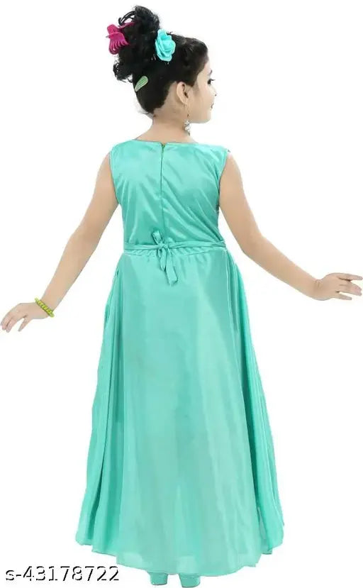 Girls Mint Green Cotton Blend Frocks & Dresses Pack Of 1