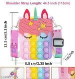 Silicon Pop It Unicorn Shape Sling Crocss Body Bag For kids and Girls (Multicolor)