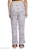 NUEVOSDAMAS RAYON FLORAL WHITE PRINTED PYJAMA