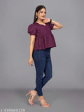 Flaired Wine Hakoba Cotton Top