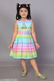 Cutie Pie Baby Girls Pure Cotton Frock Rainbow Printed Dress For Kids Pleated Dress For Girls