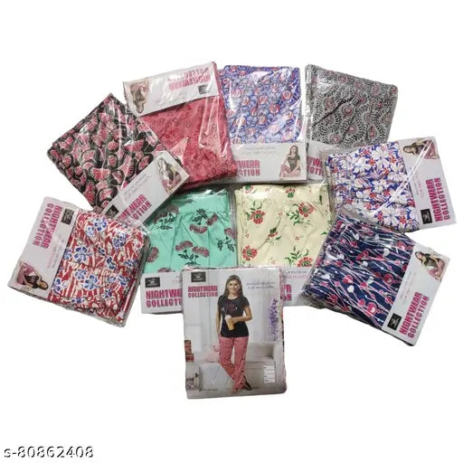 Sasta sales Ladies cotton pajama| printed Cotton pajama for women| Summer night pajama for girls| Combo of 3 pcs||