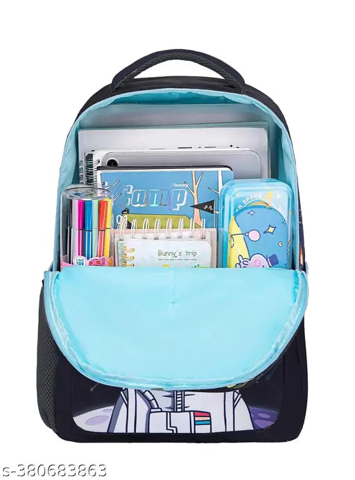 Frantic Waterproof Polyester 26 L School Backpack with Pencil/Staionery Pouch School Bag Daypack Picnic Bag For School Going Boys & Girls (BK_Blue_Astronaut_24_A)