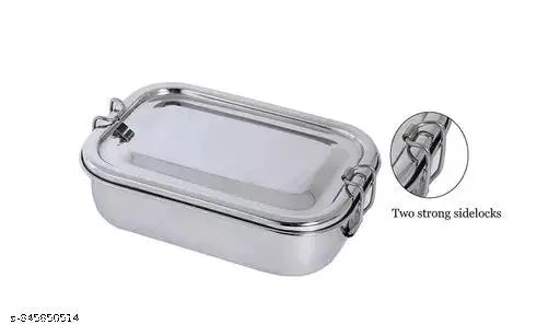 MAMOIR® Heavy Weight Stainless Steel Lunch Box, School Tiffin for Kids, Rectangular Shaped (Pack of 1)