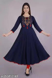 Women Embroidered Viscose Rayon Anarkali Kurta (blue)