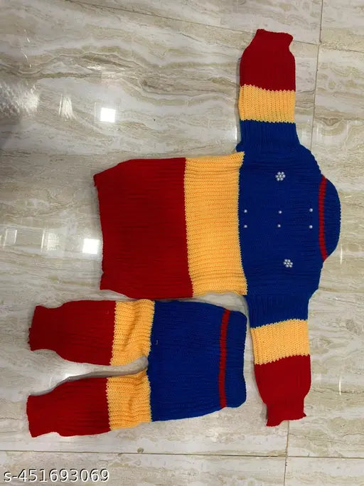 BEST FRIEND STORE ( 0-3 Months Winter Woolen Sweater Set For New Born Baby Boy's & Girl's With Cap & Booties