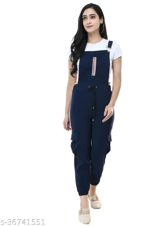 Pretty Retro Stylish Glamorous Women Stylish Latest Urbane Fashionable Navy Full Length Jumpsuits Size - S-28, M-30, L-32 & XL-34