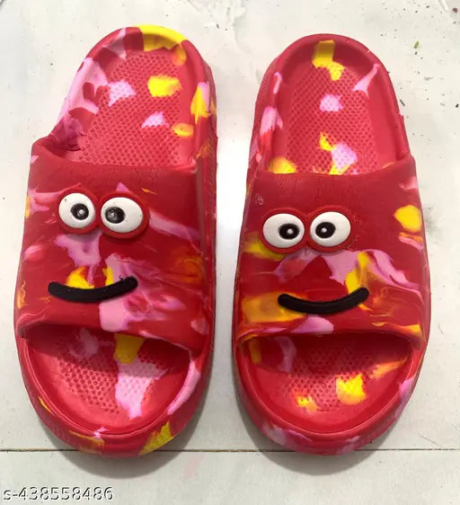 Cute smiley marble orange daily use slipper for kids