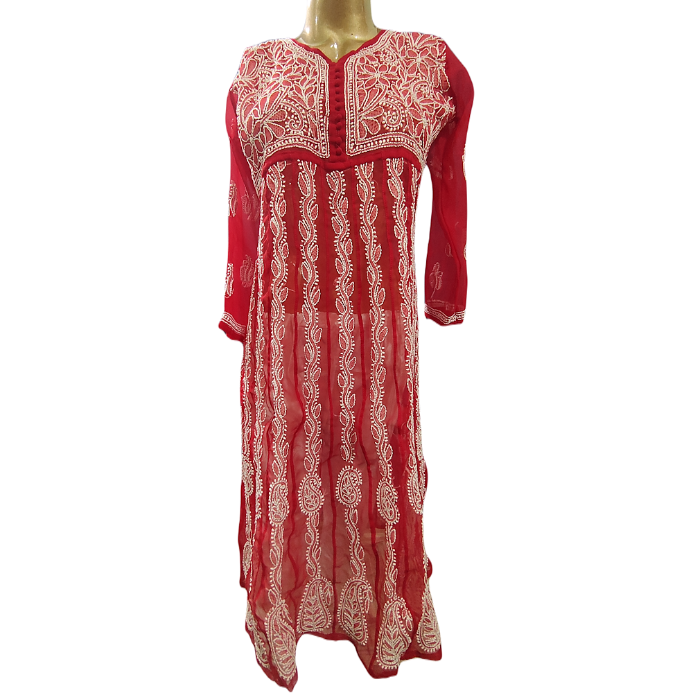 Kurta Anarkali Red 22 Kali - GillKart