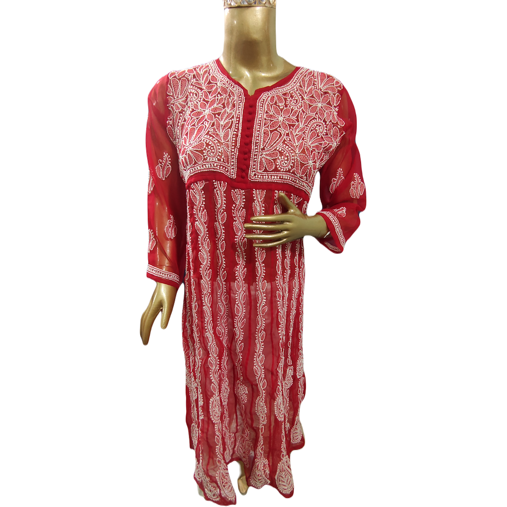 Kurta Anarkali Red 22 Kali - GillKart