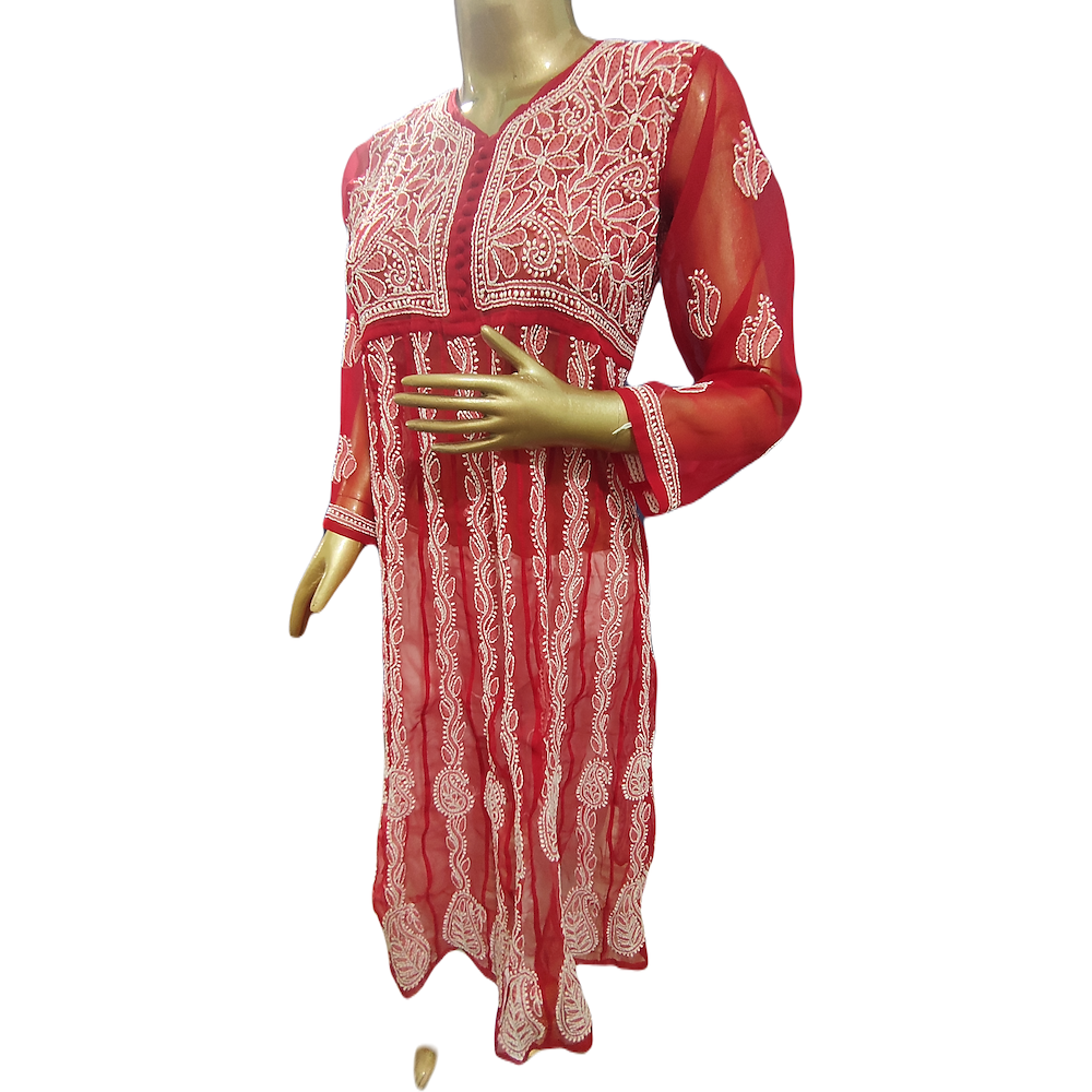 Kurta Anarkali Red 22 Kali - GillKart