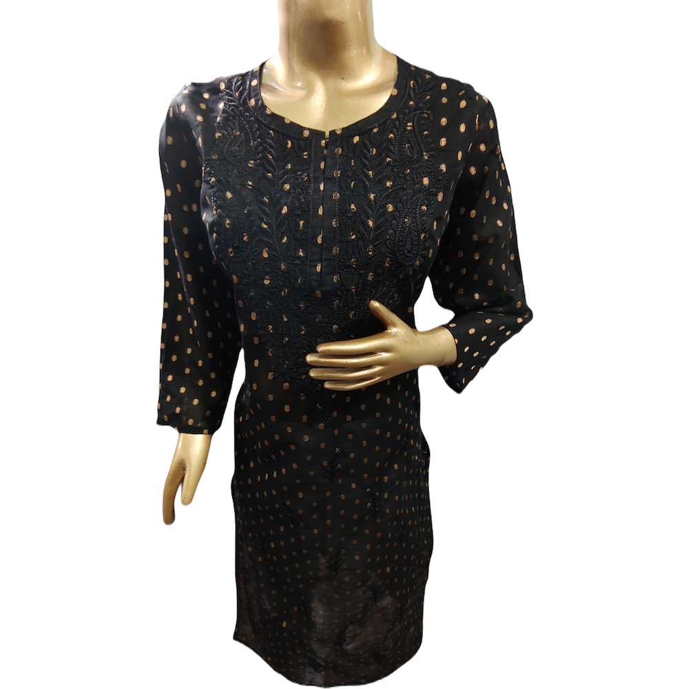 Kurta Chanderi Black - GillKart