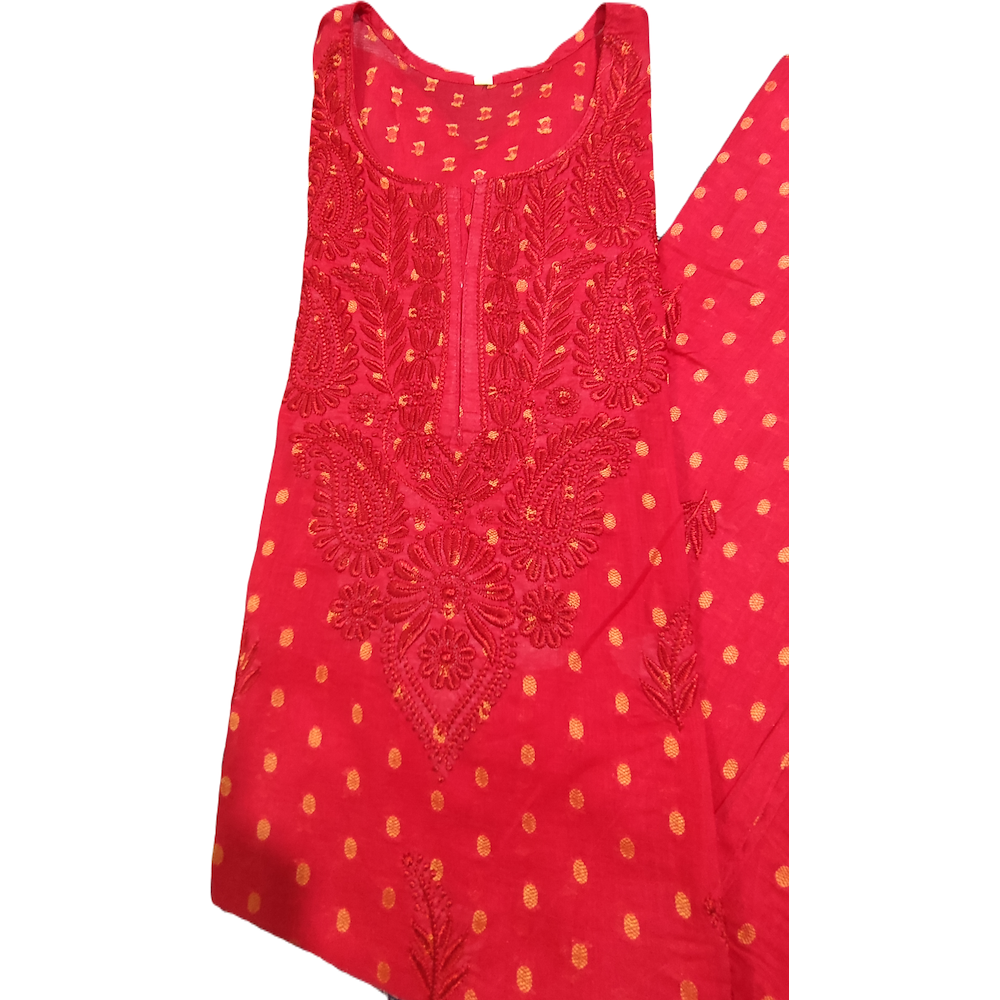 kurta Chanderi Carrot red - GillKart