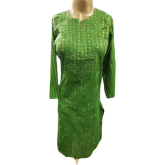 kurta cotton Mehndi green chanderi - GillKart